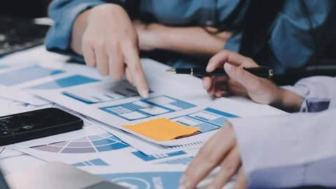 Website designer, Creative planning phone app development template layout f.. Stock Footage 304846883