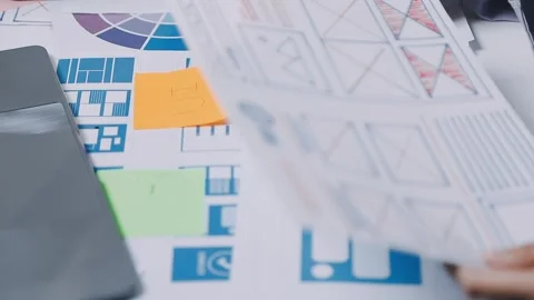 Website designer, Creative planning phone app development template layout f.. Stock Footage 304846885