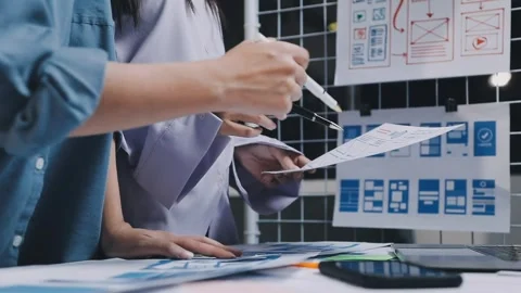 Website designer, Creative planning phone app development template layout f.. Stock Footage 304846894