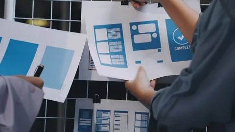 Website designer, Creative planning phone app development template layout f.. Stock Footage 304846899