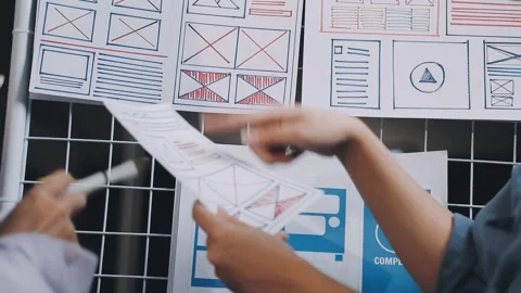 Website designer, Creative planning phone app development template layout f.. Stock Footage 304846901