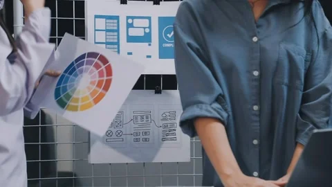 Website designer, Creative planning phone app development template layout f.. Stock Footage 304846904