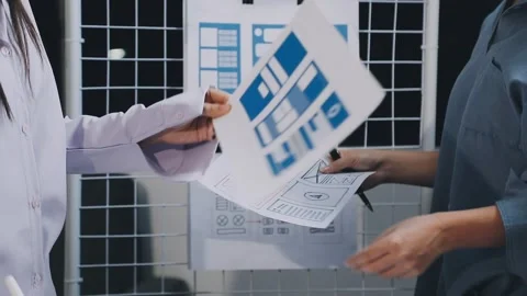 Website designer, Creative planning phone app development template layout f.. Stock Footage 304846912