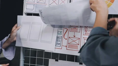 Website designer, Creative planning phone app development template layout f.. Stock Footage 304846915