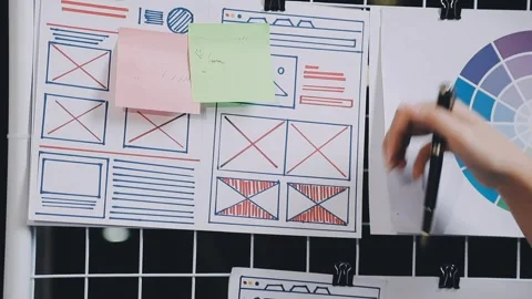 Website designer, Creative planning phone app development template layout f.. Stock Footage 304846921