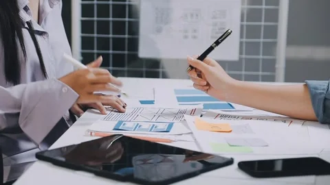 Website designer, Creative planning phone app development template layout f.. Stock Footage 304846923