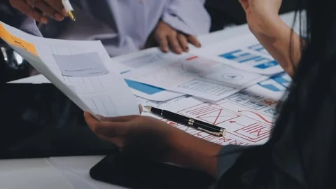 Website designer, Creative planning phone app development template layout f.. Stock Footage 304846926