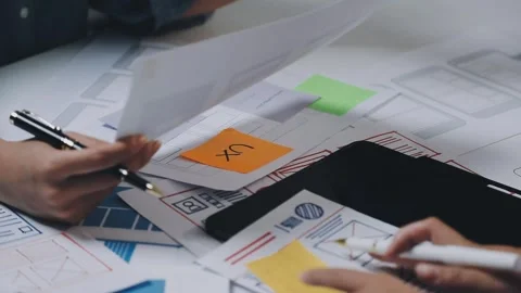 Website designer, Creative planning phone app development template layout f.. Stock Footage 304846929