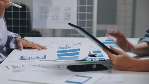 Website designer, Creative planning phone app development template layout f.. Stock Footage 304846932
