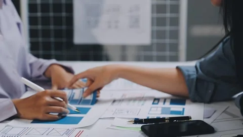 Website designer, Creative planning phone app development template layout f.. Stock Footage 304846946