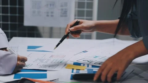 Website designer, Creative planning phone app development template layout f.. Stock Footage 304846948