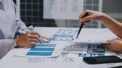 Website designer, Creative planning phone app development template layout f.. Stock Footage 304846949