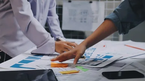 Website designer, Creative planning phone app development template layout f.. Stock Footage 304846955
