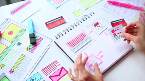 A website designer is working on an application interface.  库存影片 132087770