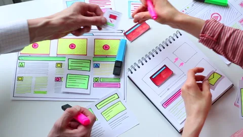 A website designer is working on an application interface.  Stock Footage 132090473