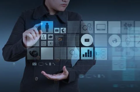 Website designer working with the new computer interface as design Illustrazione stock