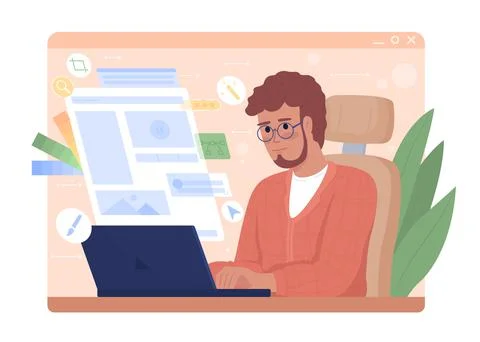 Website developer 2D vector isolated illustration Stock Illustration