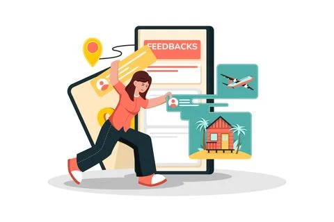 Website developer gathering feedback to improve website design and function.. Stock Illustration