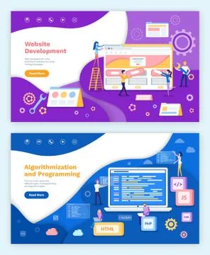 Website Development, Algorithmization Programming Stock Illustration