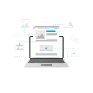 Website development. Blogging and content production concept. Business bloggi Stock Illustration