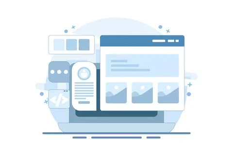 Website development company concept, Application development. 스톡 일러스트