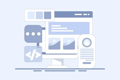 Website development company concept, Application development. Stock Illustration
