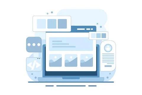 Website development company concept, Application development. 스톡 일러스트