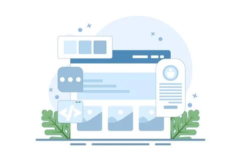 Website development company concept, Application development. Stock Illustration