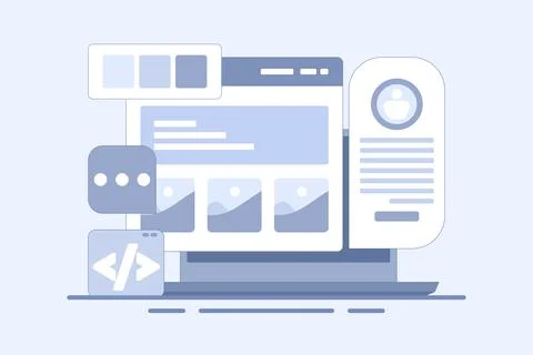 Website development company concept, Application development. 스톡 일러스트