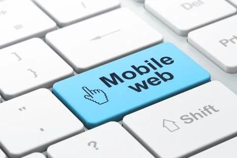 Website development concept: Mouse Cursor and Mobile Web on computer イラスト素材