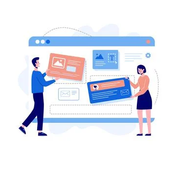 Website development concept. Social network. Landing page template designed by Stock Illustration