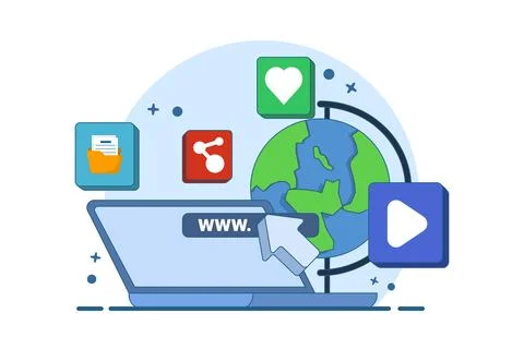 Website development concept, technology for business, online business platform. Illustrazione stock