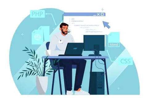 Website development concept. Web page programming and coding Stock-Illustration