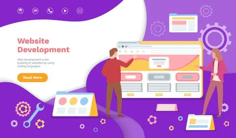 Website development content concept Developing of internet app or online web Stock Illustration