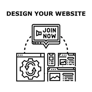 Website development design process creating responsive webpage Иллюстрация