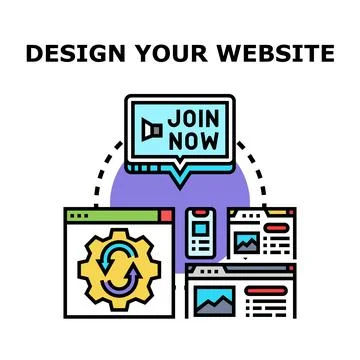 Website development design process creating responsive webpage Stock Illustration