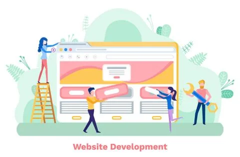 Website Development Experts Working on Site Vector 스톡 일러스트
