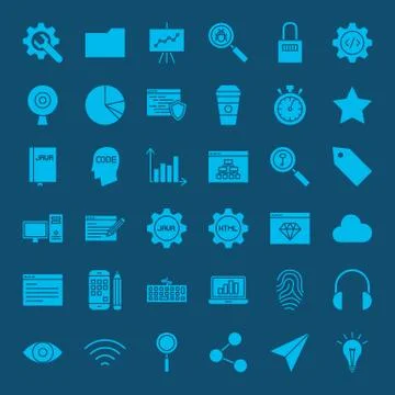 Website Development Glyphs Icons Illustration