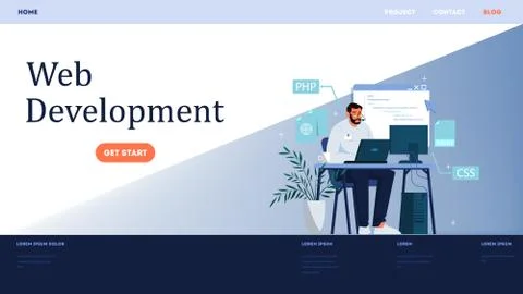 Website development horizontal banner. Web page programming Stock Illustration