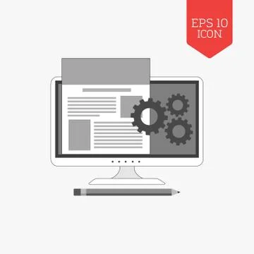 Website development icon. Flat design gray color symbol. Modern UI web naviga Stock Illustration