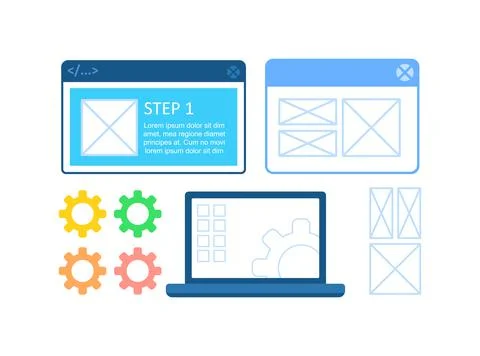 Website development infographic chart design element set Stock Illustration