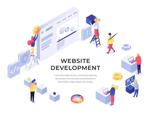 Website development isometric illustration 스톡 일러스트