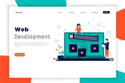 Website development landing page template Stock Illustration