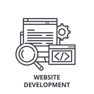 Website development line icon concept. Website development vector linear Stock Illustration