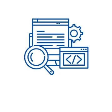 Website development line icon concept. Website development flat vector symbol Illustrazione stock