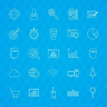 Website Development Line Icons Stock Illustration