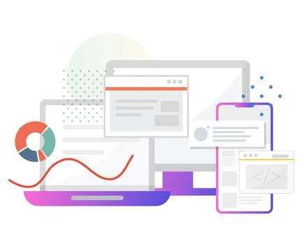 Website Development for multiple device access - Illustration Stock Illustration