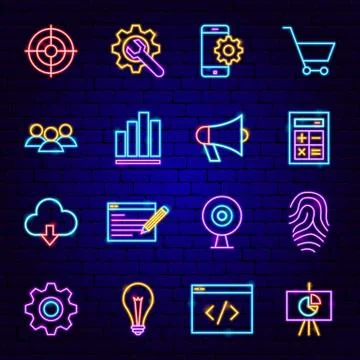 Website Development Neon Icons Stock Illustration