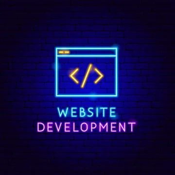 Website Development Neon Label Stock-Illustration