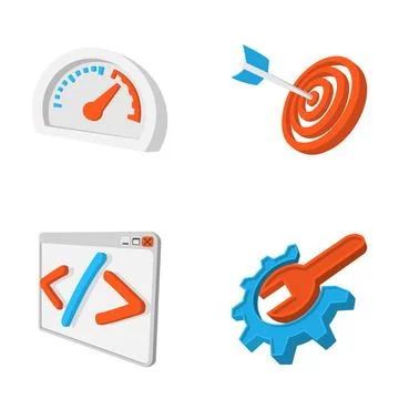 Website development performance coding target optimization icons 库存插图